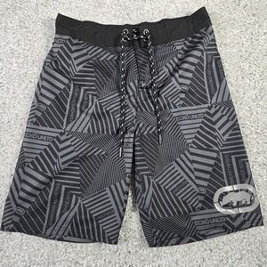 Ecko Unltd Swim Trunks Mens Small Black Mesh Lining‎ Y2K Board Shorts